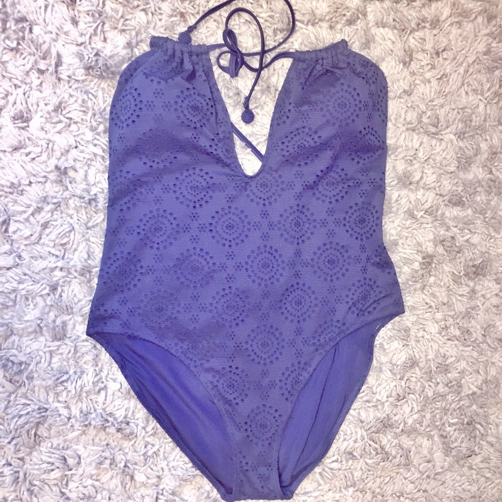 NWOT Aerie Navy Blue Eyelet One Piece Swimsuit